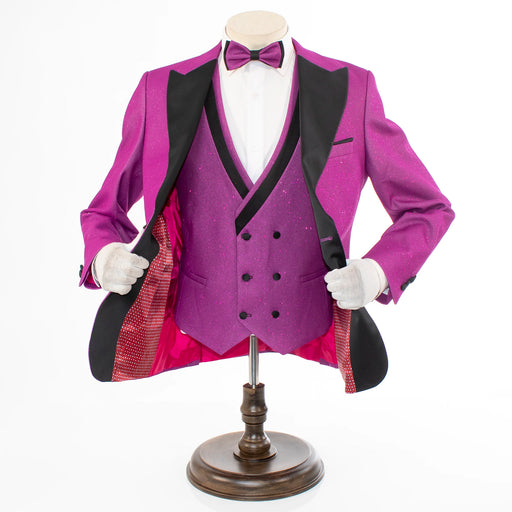 Men's Plum Glitter 3-Piece Tuxedo Vest