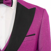 Men's Plum Glitter 3-Piece Tuxedo Peak Lapel