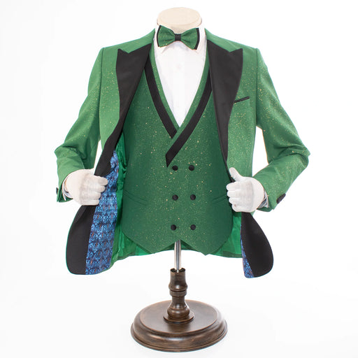 Men's Green Glitter 3-Piece Tuxedo Vest