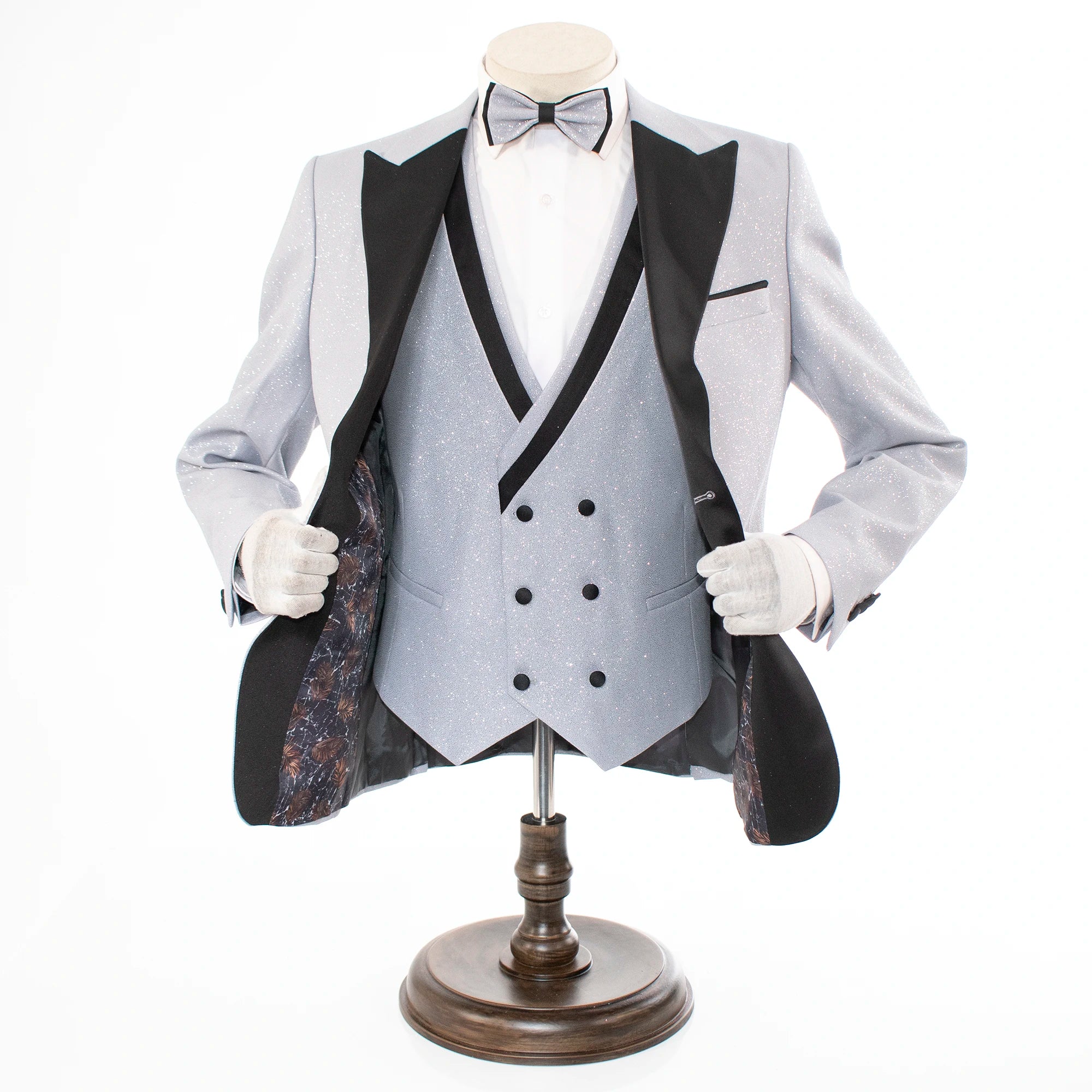 Dante | Silver Glitter 3-Piece Tailored-Fit Tuxedo