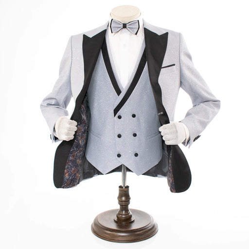 Dante | Silver Glitter 3-Piece Tailored-Fit Tuxedo