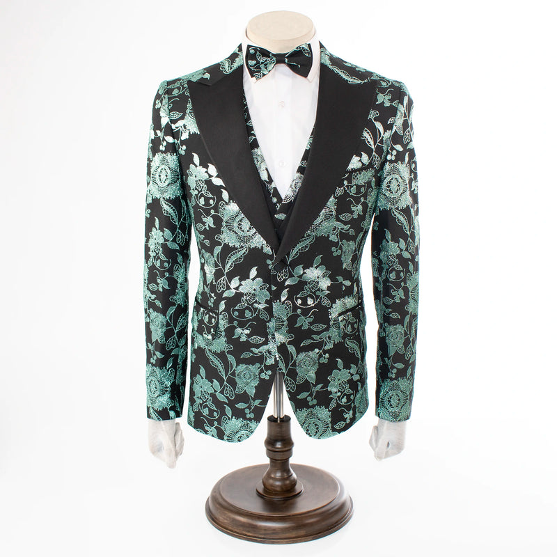 Men's Green Paisley 3-Piece Tuxedo