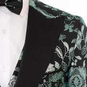 Men's Green Paisley 3-Piece Tuxedo Peak Lapel
