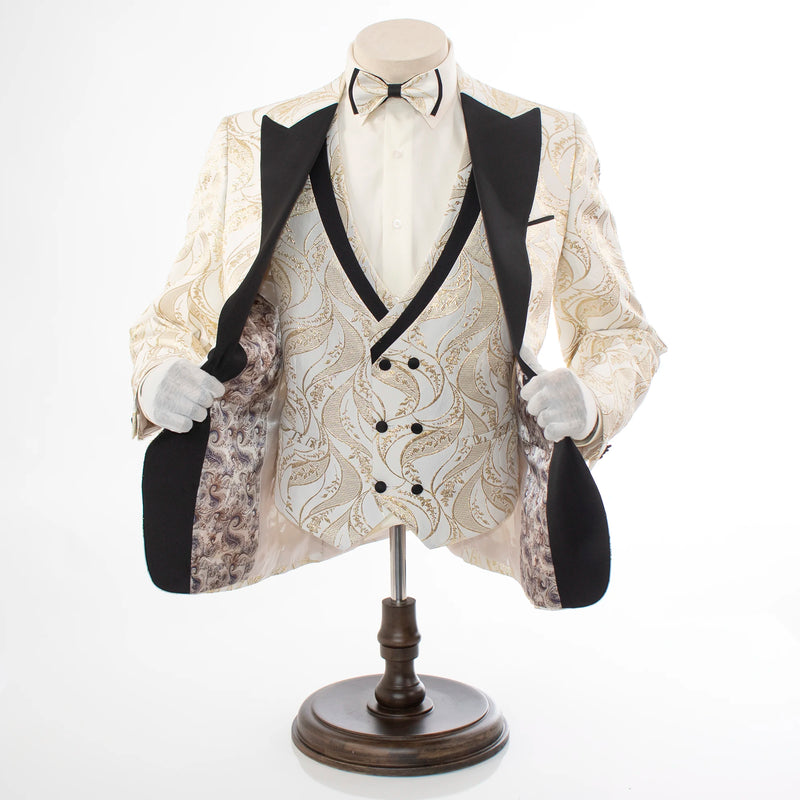 Men's Gold Paisley 3-Piece Tuxedo