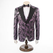 Men's Eggplant Purple Damask 3-Piece Tuxedo