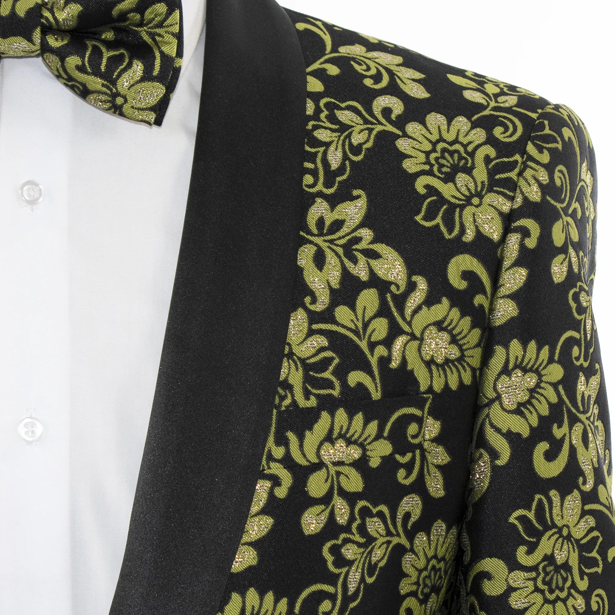 Gold Sparkling Floral Tailored-Fit Jacket