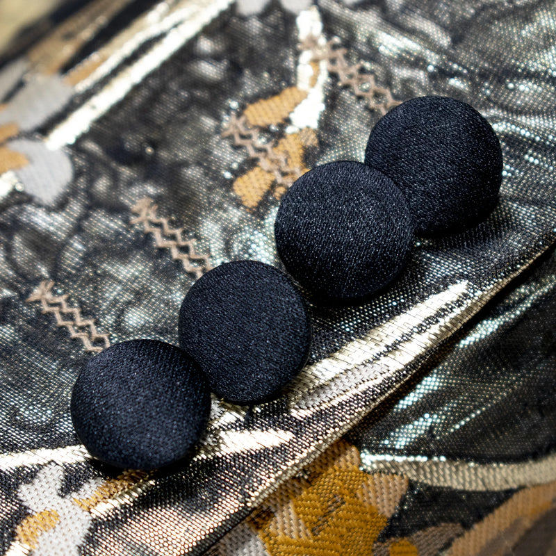 Black and Gold Floral Jacket With Shawl Lapels