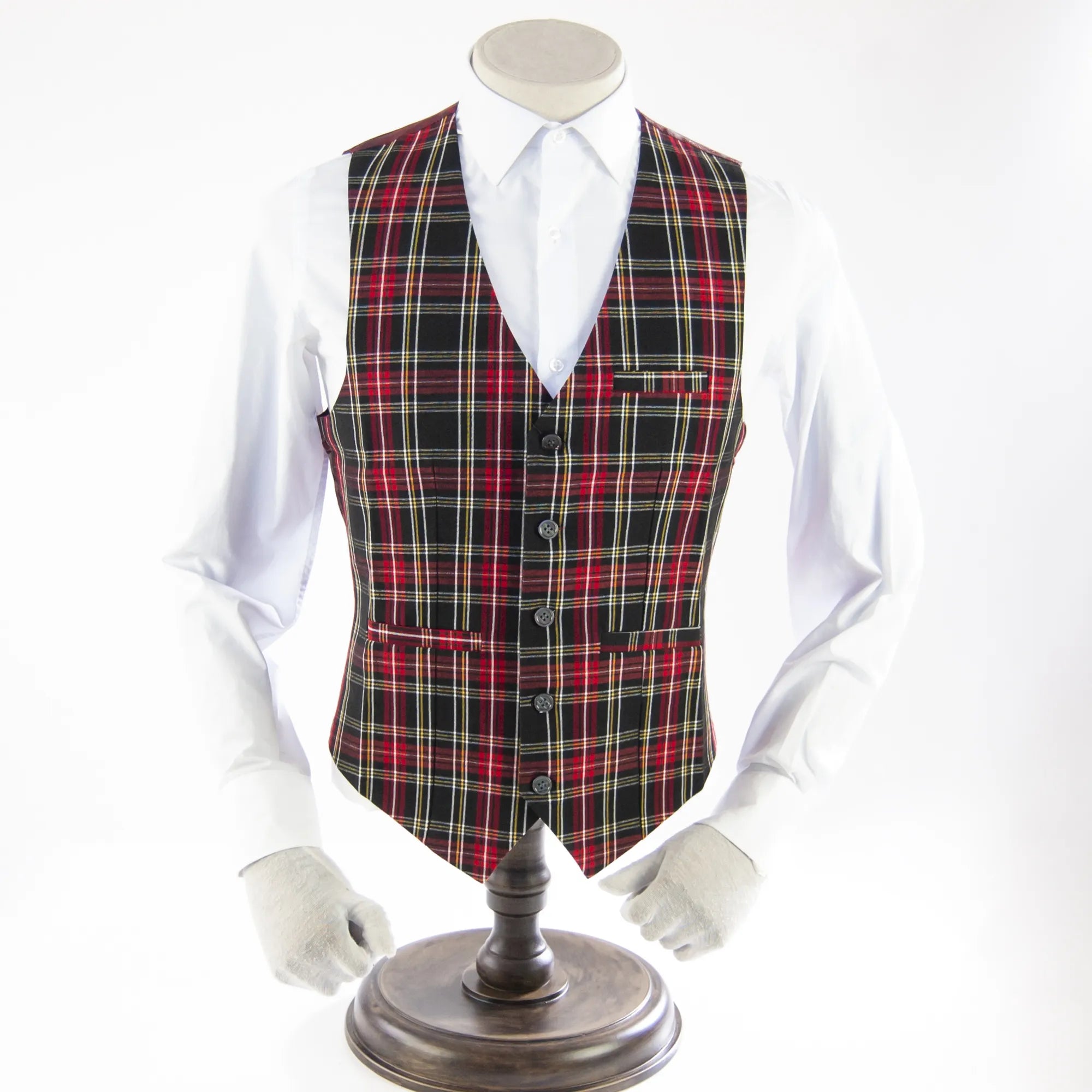 Red & Black Plaid Designer Vest