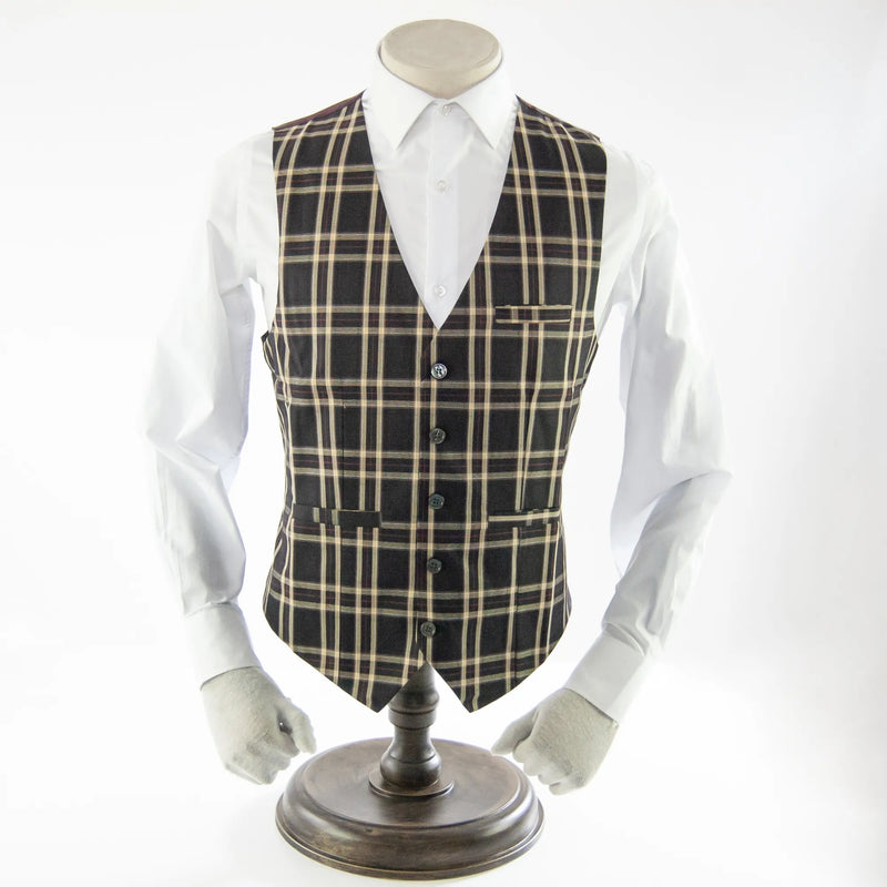 Black & Gold Plaid Designer Vest
