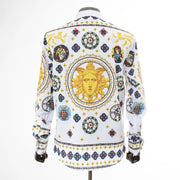 White Medallion Slim-Fit Dress Shirt