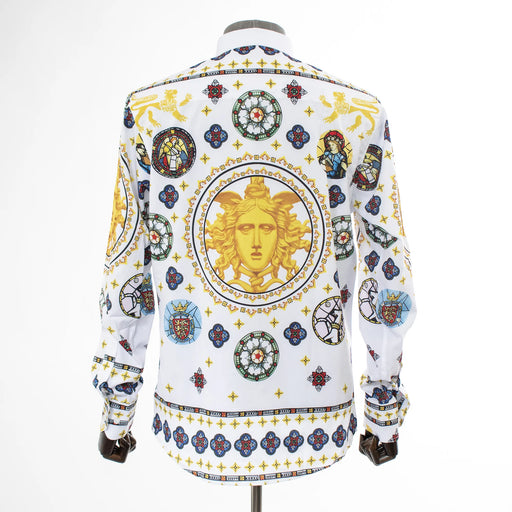 White Medallion Slim-Fit Dress Shirt