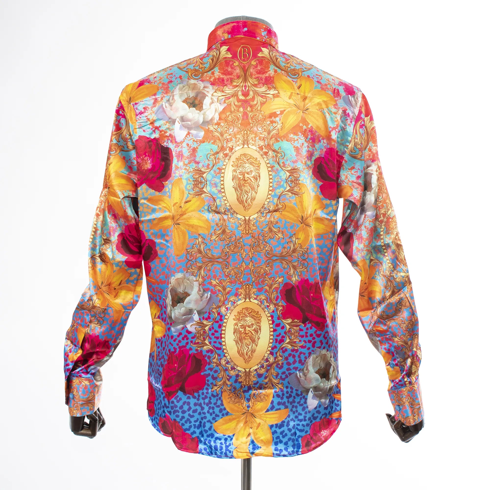 Blue Floral Chains Slim-Fit Dress Shirt