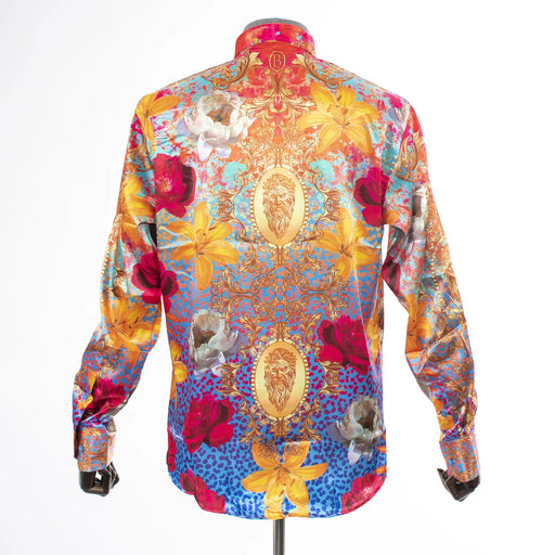 Blue Floral Chains Slim-Fit Dress Shirt