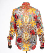 Orange Floral Chains Slim-Fit Dress Shirt