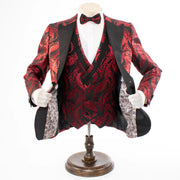 Men's Burgundy Paisley 3-Piece Tuxedo