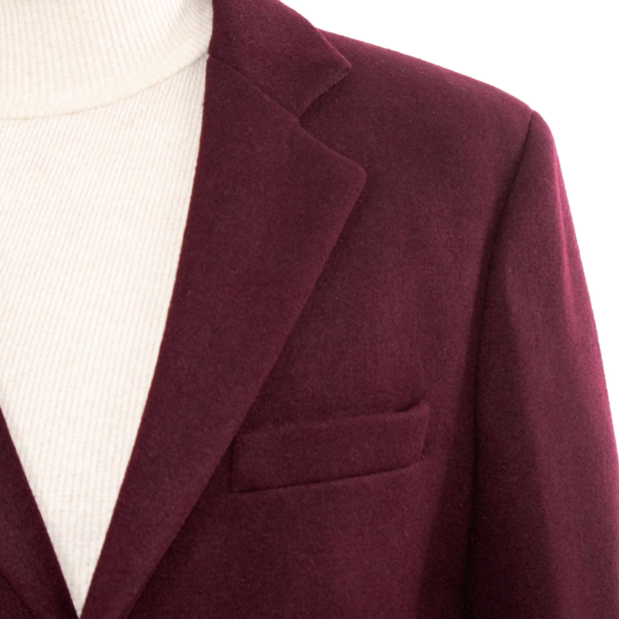 Burgundy Wool Slim-Fit Overcoat