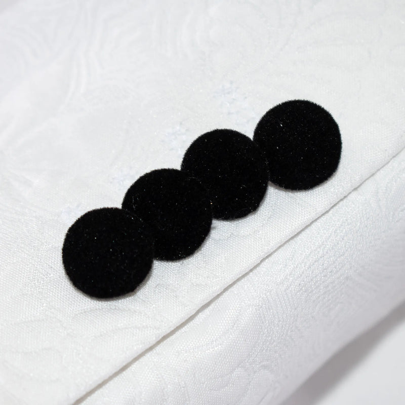 White Damask Patterned 3-Piece Tailored-Fit Tuxedo