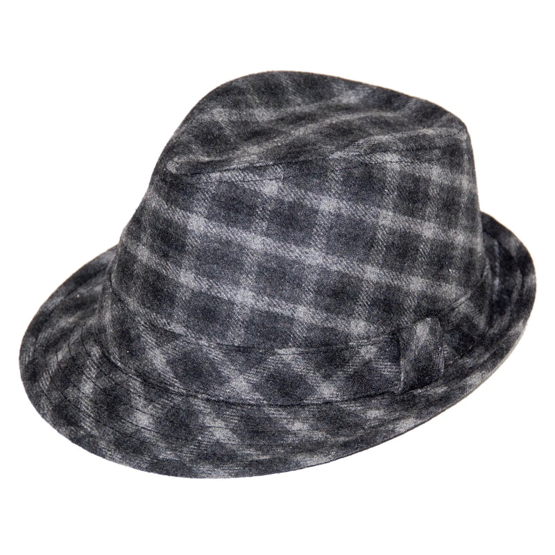 Gray And Black Plaid Trilby Style Fedora