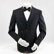 black 3-piece slim-fit wool suit jacket