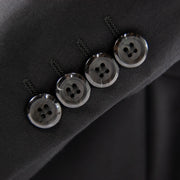 black 3-piece slim-fit wool suit cuff