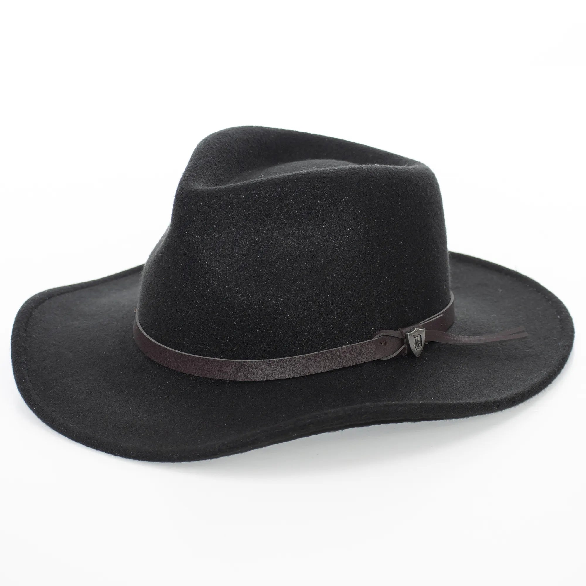 Black Outback Hat with Leather Band