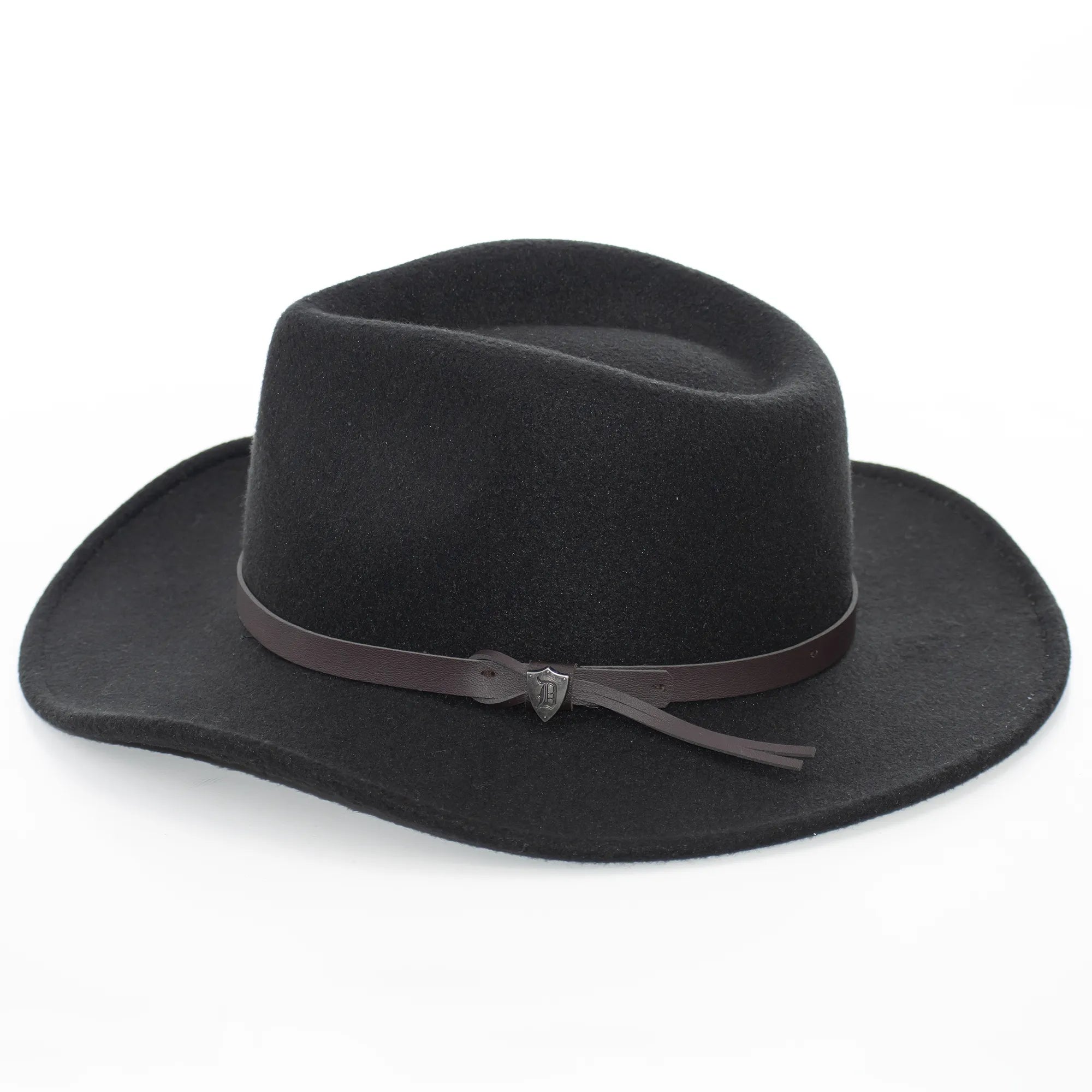 Black Outback Hat with Leather Band