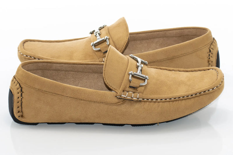 Taupe Suede Horsebit Driving Loafer