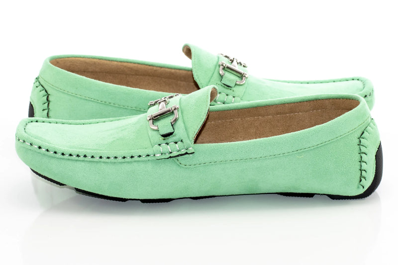 Mint Suede Horsebit Driving Loafer
