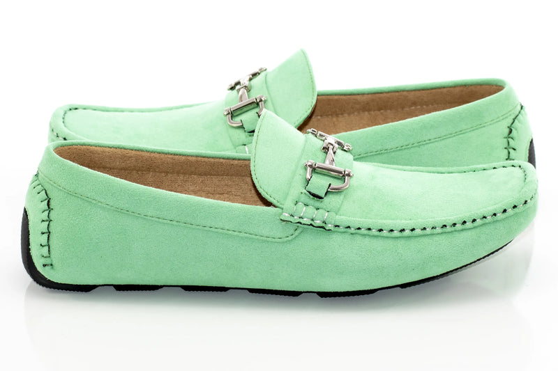 Mint Suede Horsebit Driving Loafer