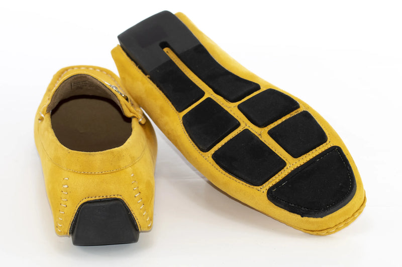 Mustard Suede Horsebit Driving Loafer