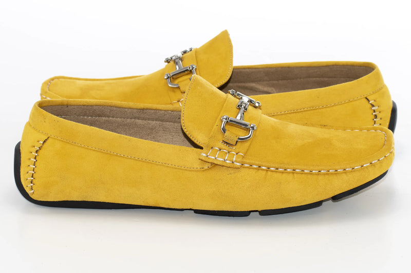 Mustard Suede Horsebit Driving Loafer