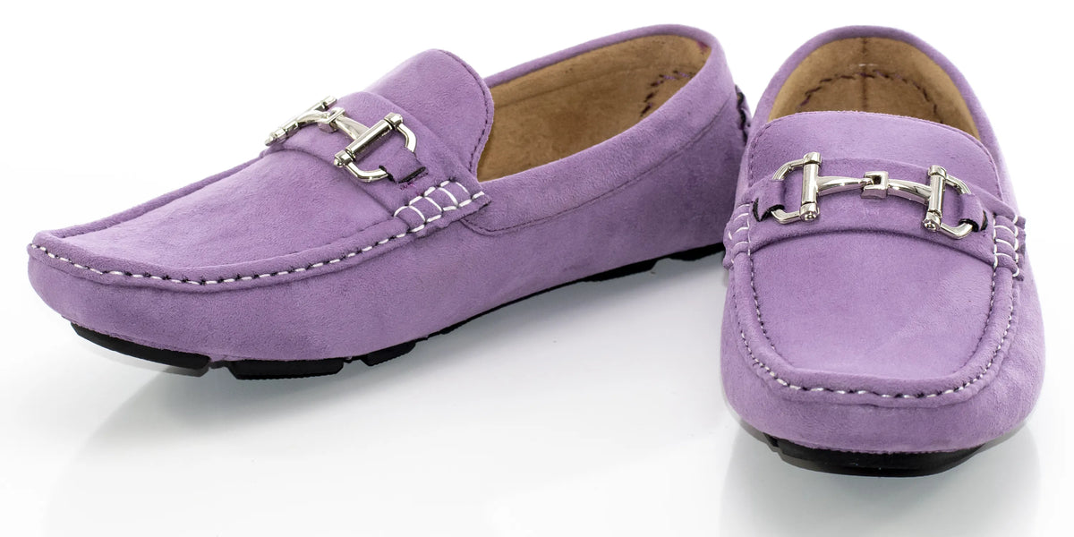 Versace Purple Suede Loafers with Horsebit Detail Versace Men main image 2