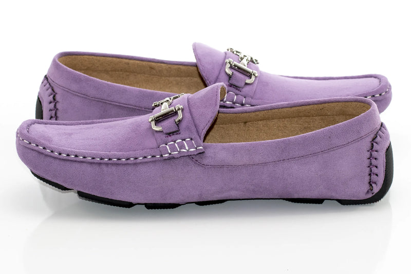 Lavender Suede Loafer - Quarter, Heel
