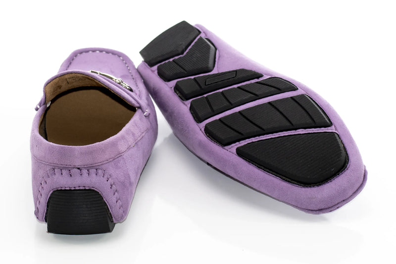Lavender Suede Loafer - Back, Sole