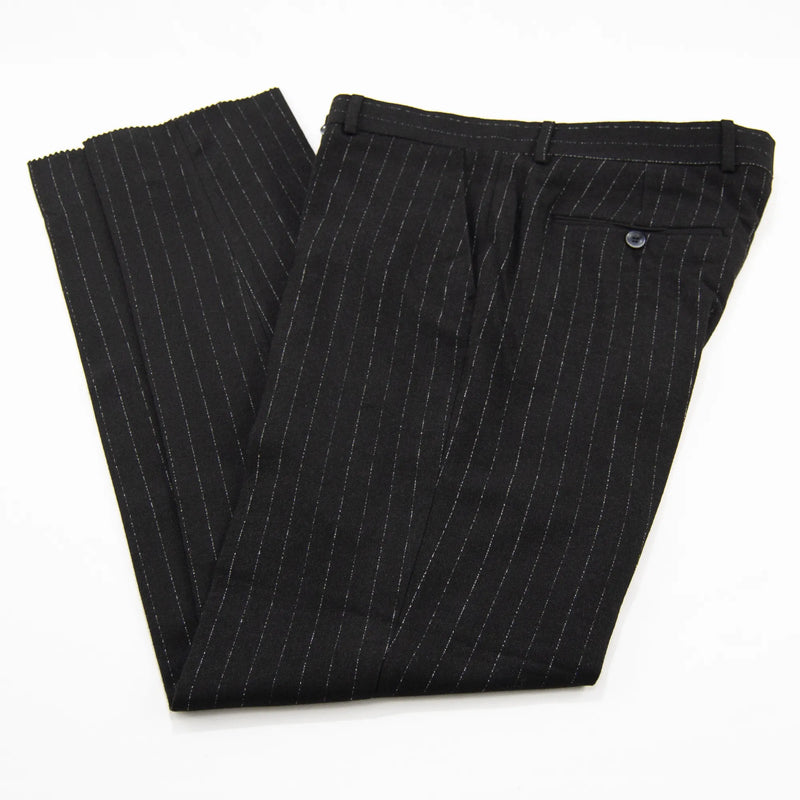 Striped Black Designer 3-Piece Slim-Fit Suit