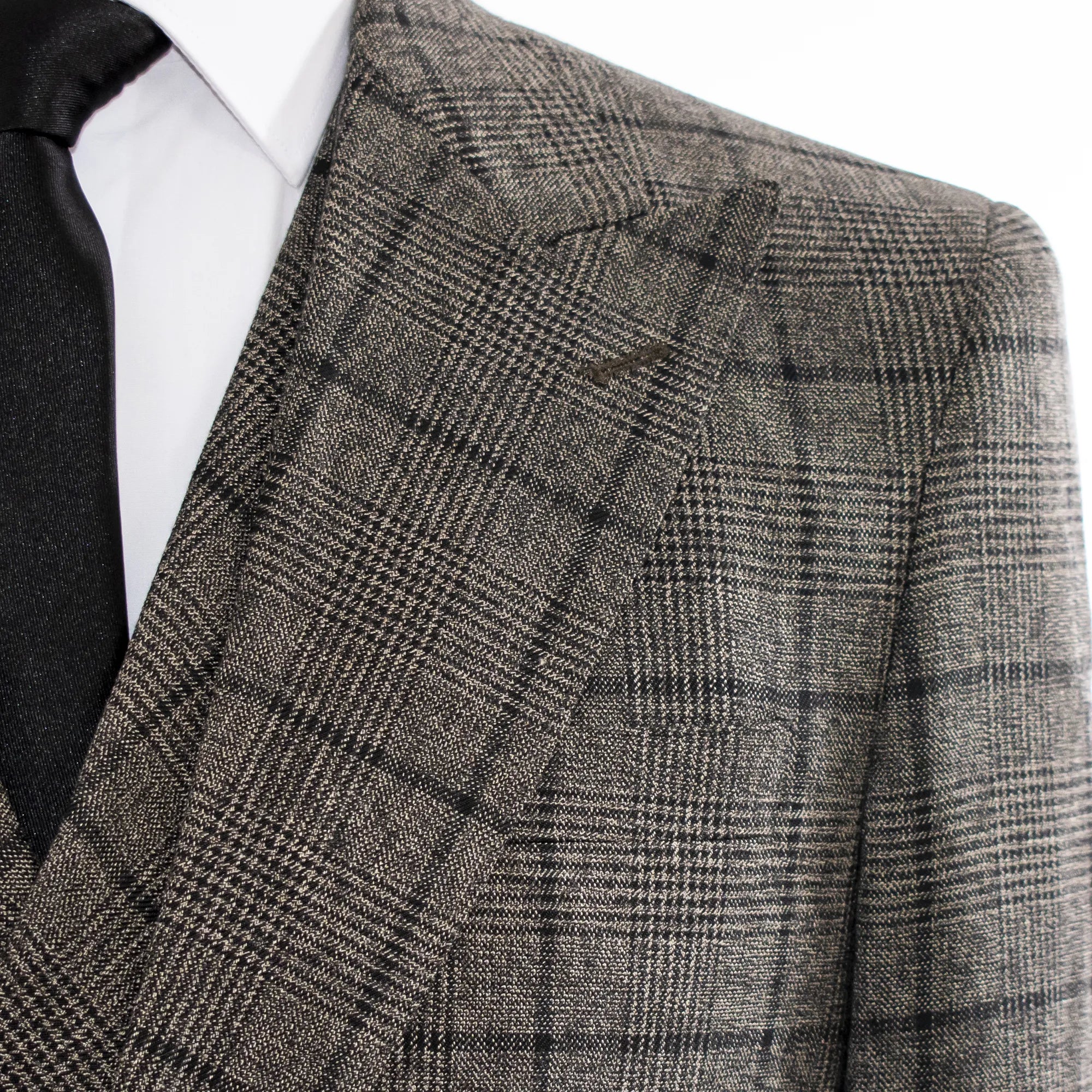 Brown Plaid Men's 3-Piece Suit - Peak Lapel