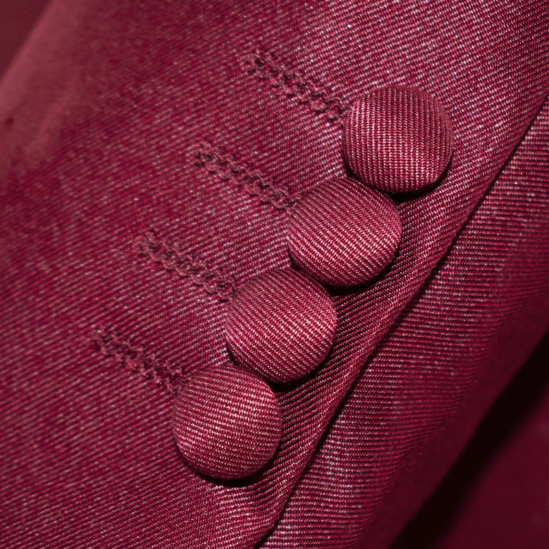 Burgundy Floral 3-Piece Slim-Fit Suit With No Lapels