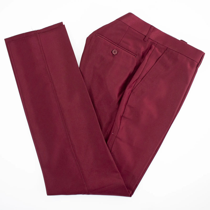 Burgundy Floral 3-Piece Slim-Fit Suit With No Lapels