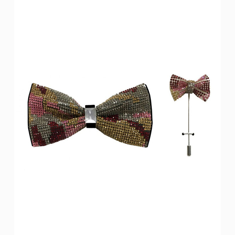 Camouflage Rhinestone and Diamond Designer Bow Tie
