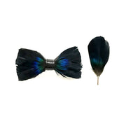 Men's Feather Bow-Tie And Lapel Pin