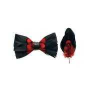 Men's Feather Bow-Tie And Lapel Pin
