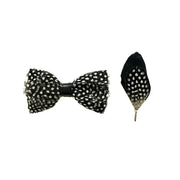 Men's Feather Bow-Tie And Lapel Pin