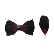 Men's Feather Bow-Tie And Lapel Pin