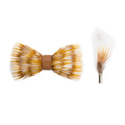 Men's Feather Bow-Tie And Lapel Pin